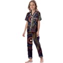 Abstract Geometric Pattern Kids  Satin Short Sleeve Pajamas Set View1