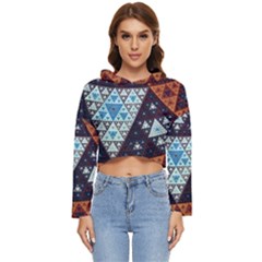 Fractal Triangle Geometric Abstract Pattern Women s Lightweight Cropped Hoodie by Cemarart