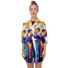 Wild Cat Half Sleeve Chiffon Kimono by Sosodesigns19