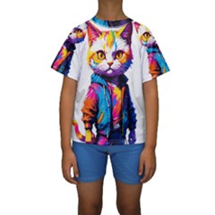 Wild Cat Kids  Short Sleeve Swimwear by Sosodesigns19