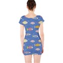 Sea Fish Blue Submarine Animals Patteen Short Sleeve Bodycon Dress View2