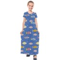 Sea Fish Blue Submarine Animals Patteen Kids  Short Sleeve Maxi Dress View1