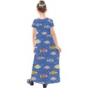 Sea Fish Blue Submarine Animals Patteen Kids  Short Sleeve Maxi Dress View2