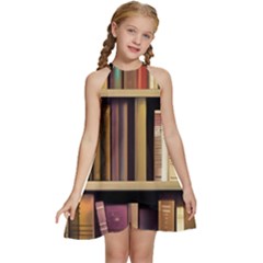 Books Bookshelves Office Fantasy Background Artwork Book Cover Apothecary Book Nook Literature Libra Kids  Halter Collar Waist Tie Chiffon Dress by Posterlux