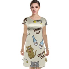 Happy Cats Pattern Background Cap Sleeve Nightdress by Grandong