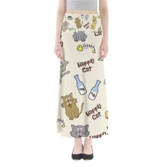 Happy Cats Pattern Background Full Length Maxi Skirt by Grandong