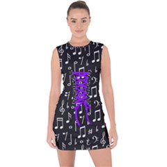 Chalk Music Notes Signs Seamless Pattern Lace Up Front Bodycon Dress by Ravend