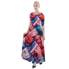 Us Presidential Election Colorful Vibrant Pattern Design  Half Sleeves Maxi Dress by dflcprintsclothing