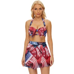 Us Presidential Election Colorful Vibrant Pattern Design  Vintage Style Bikini Top And Skirt Set  by dflcprintsclothing