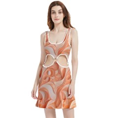 Peach Fuzz Elegant Print Abstract Design Velour Cutout Dress by dflcprintsclothing