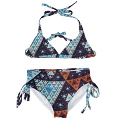 Fractal Triangle Geometric Abstract Pattern Kids  Classic Bikini Set by Cemarart