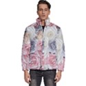 Pastel Rose  Flower Blue Pink White Men s Puffer Bubble Jacket Coat View1