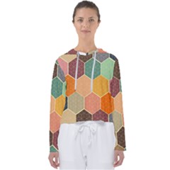 Abstract Hex Hexagon Grid Pattern Honeycomb Women s Slouchy Sweat by Proyonanggan