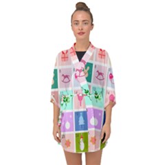 Christmas Wreath Advent Half Sleeve Chiffon Kimono by Bedest