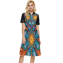 Schwarz Bunt Button Top Knee Length Dress by 2607694c