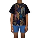 Schwarz pferde muster Kids  Short Sleeve Swimwear View1