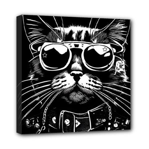 Schwarz Katze Punk Mini Canvas 8  X 8  (stretched) by 2607694c