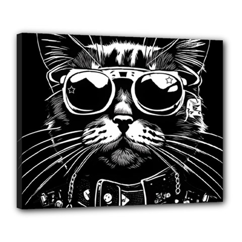 Schwarz Katze Punk Canvas 20  X 16  (stretched) by 2607694c