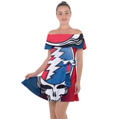 Grateful Dead Big Skull Off Shoulder Velour Dress by Bedest