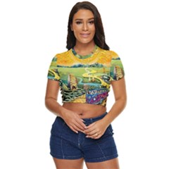 Grateful Dead Golden Road Side Button Cropped T-shirt by Bedest