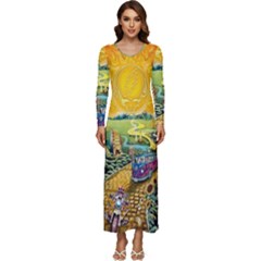 Grateful Dead Golden Road Long Sleeve Longline Maxi Dress by Bedest