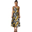 Boom Bang Art Crazy Drawing Graffiti Hello Retro Sayings Yellow Square Neckline Tiered Midi Dress View1