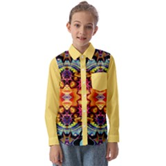 Gelb Floral Kids  Long Sleeve Shirt by 2607694c