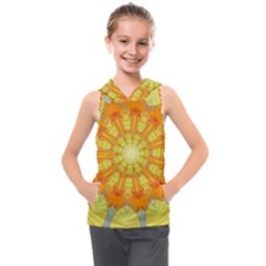 Sunshine-sunny-sun-abstract-yellow - Kids  Sleeveless Hoodie by Ravend