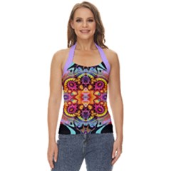 Pink Florales Muster Basic Halter Top by 2607694c