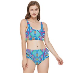 Checkerboard Square Abstract Frilly Bikini Set by Ravend