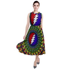 Grateful Dead Bear Pattern Round Neck Boho Dress by Maspions