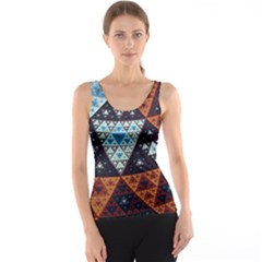 Fractal Triangle Geometric Abstract Pattern Women s Basic Tank Top by Cemarart