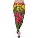 Yellow Pink Red Flowers Velvet Leggings View1