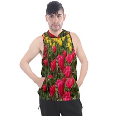 Yellow Pink Red Flowers Men s Sleeveless Hoodie by Azkajaya