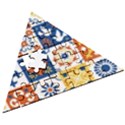 Mexican Talavera Pattern Ceramic Tiles With Flower Leaves Bird Ornaments Traditional Majolica Style Wooden Puzzle Triangle View3