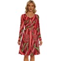 Seamless-chili-pepper-pattern Long Sleeve Dress With Pocket View1