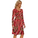 Seamless-chili-pepper-pattern Long Sleeve Dress With Pocket View3