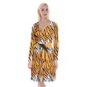 Tiger Skin Pattern Long Sleeve Velvet Front Wrap Dress View1