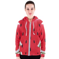 Watermelon Pillow Fluffy Women s Zipper Hoodie by Azkajaya