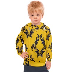 Yellow Regal Filagree Pattern Kids  Hooded Pullover by Azkajaya