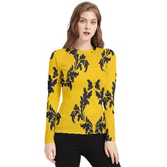 Yellow Regal Filagree Pattern Women s Long Sleeve Rash Guard by Azkajaya