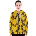 Yellow Regal Filagree Pattern Women s Zipper Hoodie View1