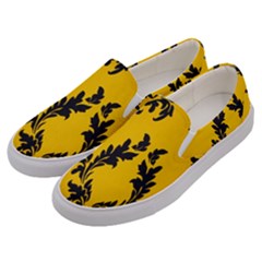 Yellow Regal Filagree Pattern Men s Canvas Slip Ons by Azkajaya