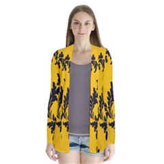 Yellow Regal Filagree Pattern Drape Collar Cardigan by Azkajaya