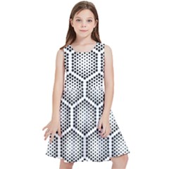 Halftone Tech Hexagons Seamless Pattern Kids  Skater Dress by Ket1n9