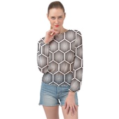 Halftone Tech Hexagons Seamless Pattern Banded Bottom Chiffon Top by Ket1n9