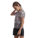 Halftone Tech Hexagons Seamless Pattern Kids  Frill Chiffon Blouse View2