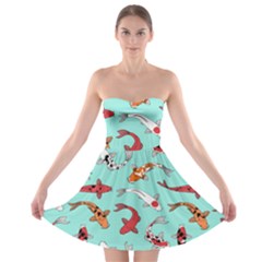 Pattern With Koi Fishes Strapless Bra Top Dress by Ket1n9