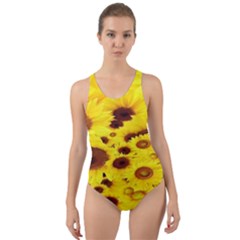 Beautiful Sunflowers Cut-out Back One Piece Swimsuit by Ket1n9