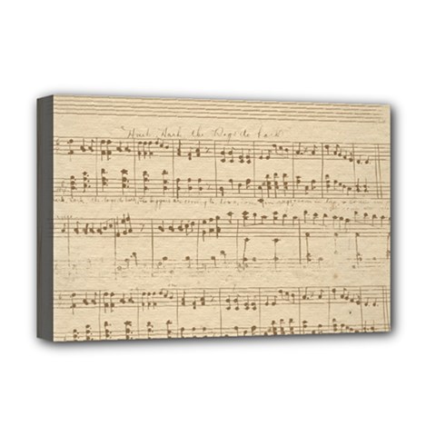 Vintage Beige Music Notes Deluxe Canvas 18  X 12  (stretched) by Loisa77